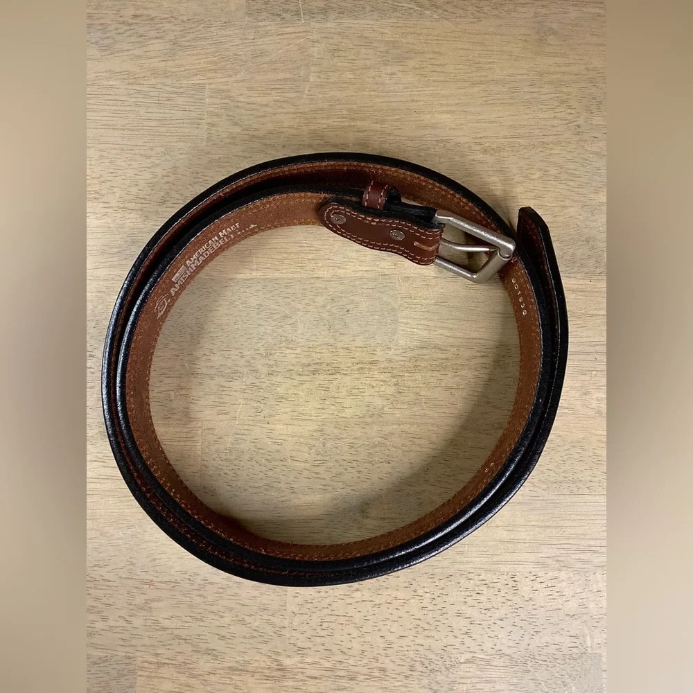 Amish Made Handcrafted Men's Stitched Brown Leather Belt Made in USA Retails $89